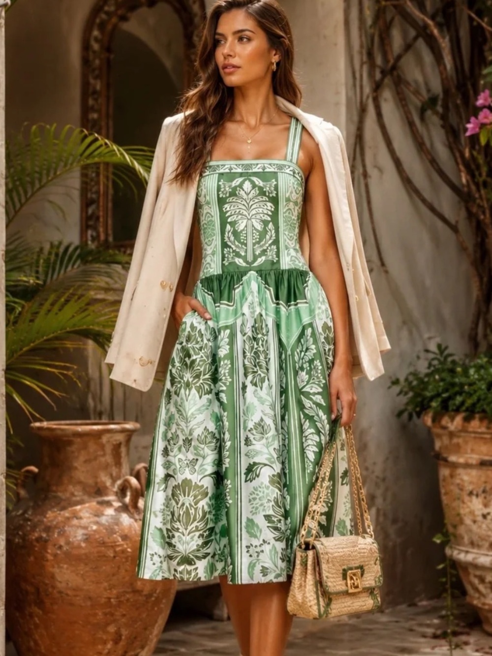 Farm Rio Printed Midi Dress